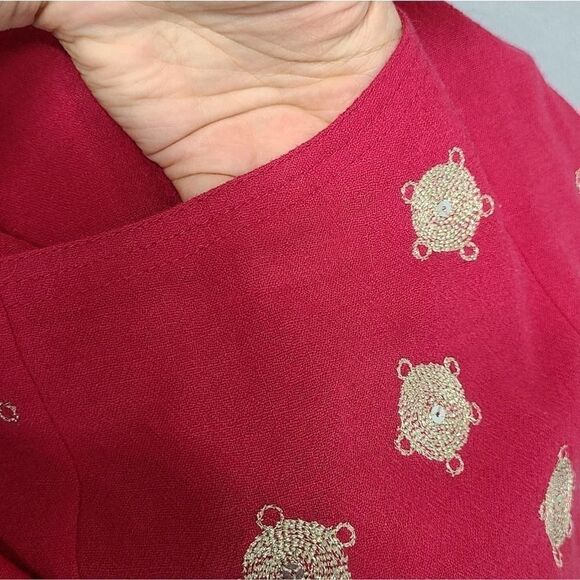 Leifisdottir Mini Skirt Womens Size‎ 2 Wool Pleated Red Gold Silk Lined - Picture 3 of 7